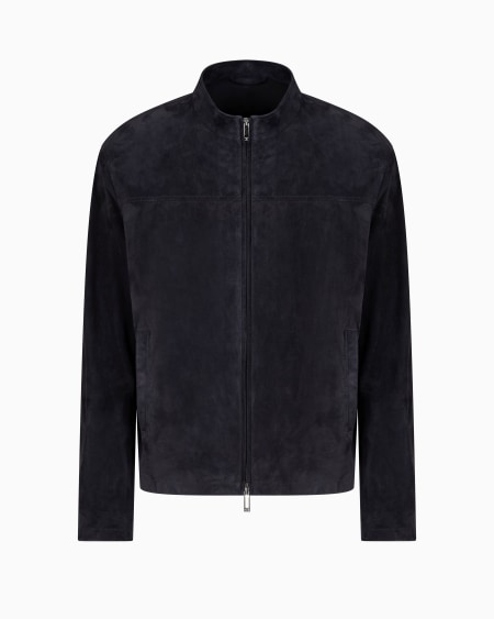 Armani Chaqueta de ante de cabra con cremallera completa Mejor oferta