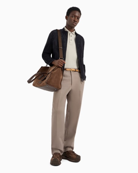 Armani Chaqueta de ante de cabra con cremallera completa Mejor oferta