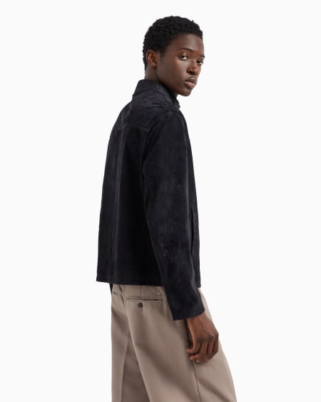 Armani Chaqueta de ante de cabra con cremallera completa Mejor oferta