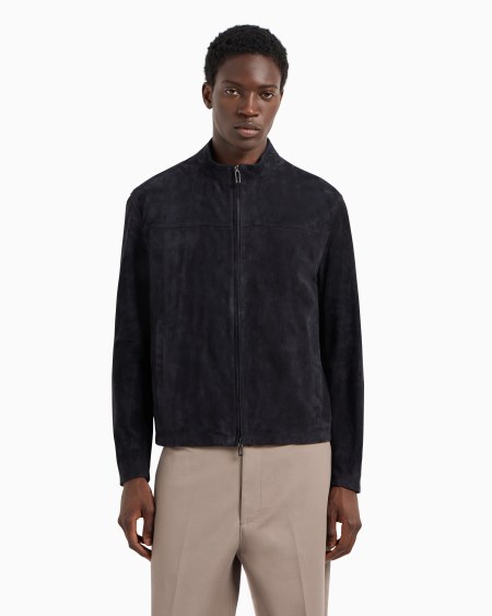 Armani Chaqueta de ante de cabra con cremallera completa Mejor oferta