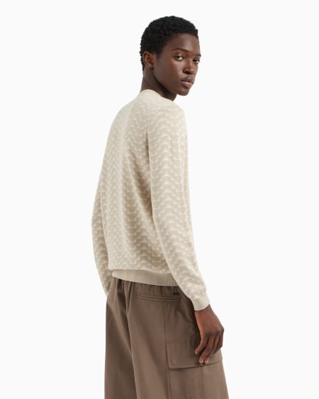 Armani Jersey en mezcla de lyocell y lana virgen con motivo integral de águilas en tejido jacquard ASV Rebajas online