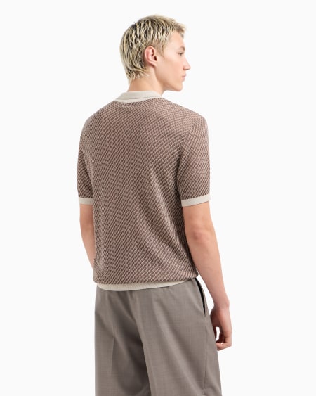 Armani Polo de punto con microfantasía en tejido jacquard Último día