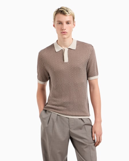 Armani Polo de punto con microfantasía en tejido jacquard Último día