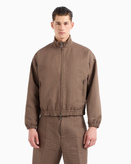 Armani Cazadora con cremallera completa e inscripción integral en tejido jacquard Precio de fábrica