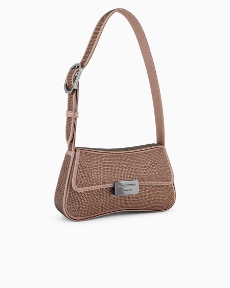 Armani Bolso de hombro baguette de satén con strass Oferta exclusiva