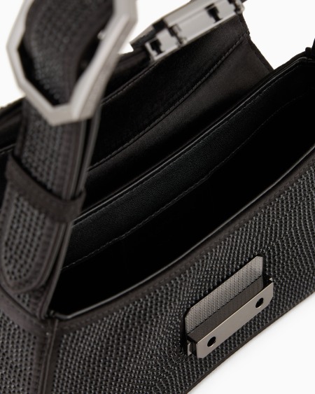 Armani Bolso de hombro baguette de satén con strass Última moda