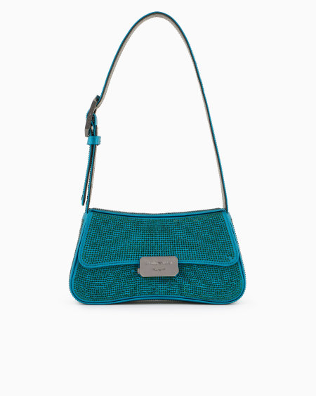 Armani Bolso de hombro baguette de satén con strass