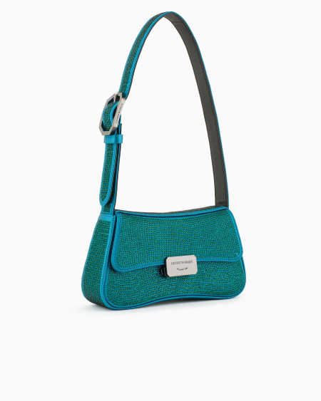Armani Bolso de hombro baguette de satén con strass Descuento por venta flash