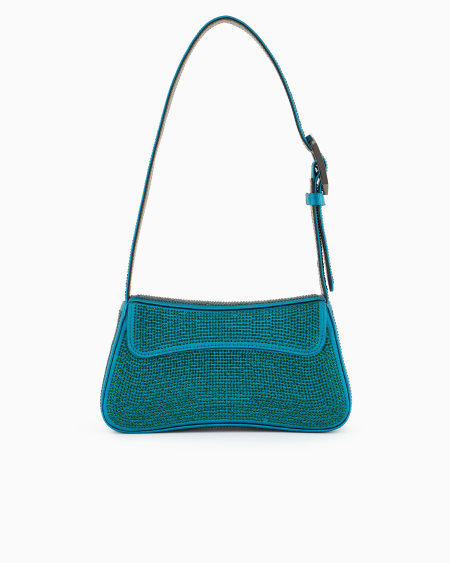 Armani Bolso de hombro baguette de satén con strass Descuento por venta flash