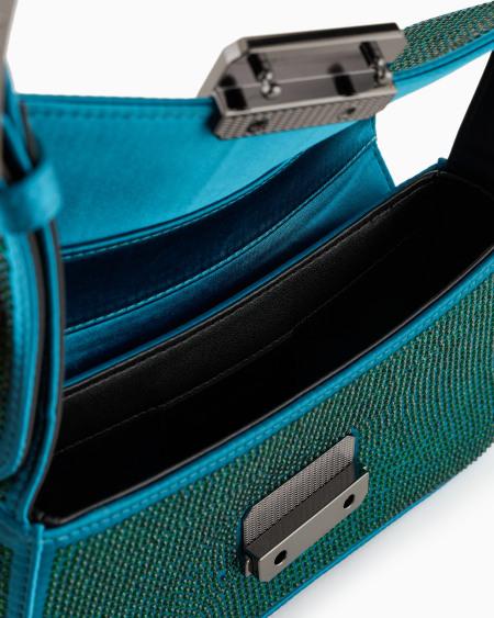 Armani Bolso de hombro baguette de satén con strass Descuento por venta flash