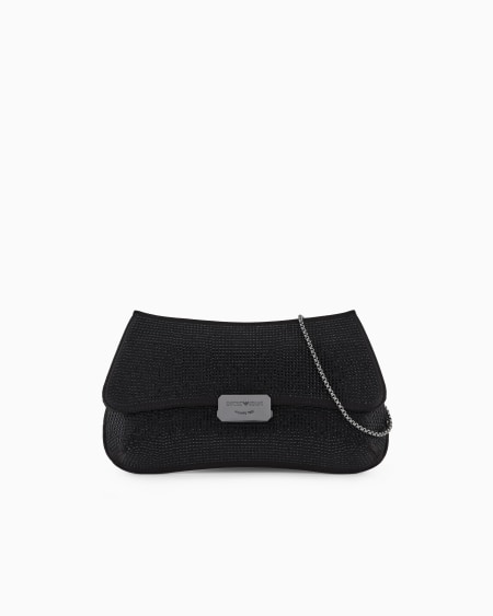 Armani Bolso de mano baguette de satén con strass y bandolera de cadena