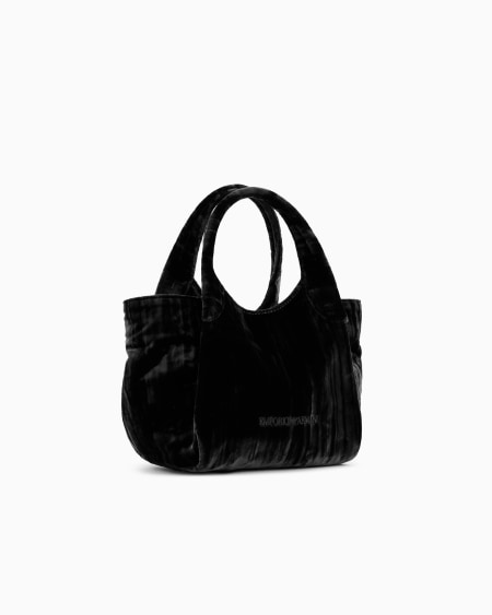 Armani Bolso de mano de terciopelo ondulado con bandolera de cadena Rebajas