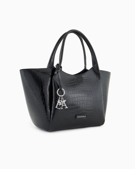 Armani Maxibolso shopper con acabado estampado de cocodrilo y colgante con logotipo Rebajas baratas