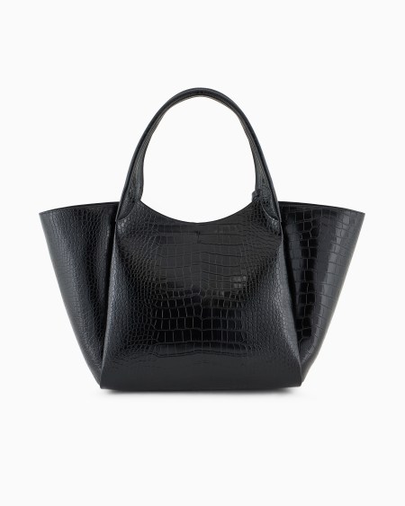 Armani Maxibolso shopper con acabado estampado de cocodrilo y colgante con logotipo Rebajas baratas