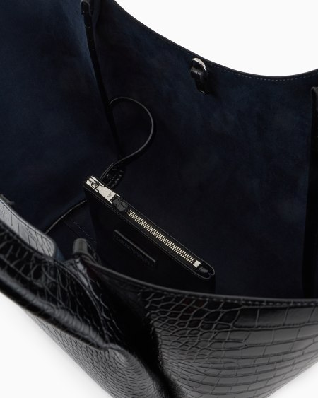 Armani Maxibolso shopper con acabado estampado de cocodrilo y colgante con logotipo Rebajas baratas