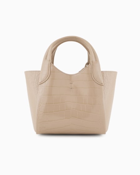 Armani Bolso shopper pequeño con acabado estampado de cocodrilo y colgante con logotipo Ventas relámpago