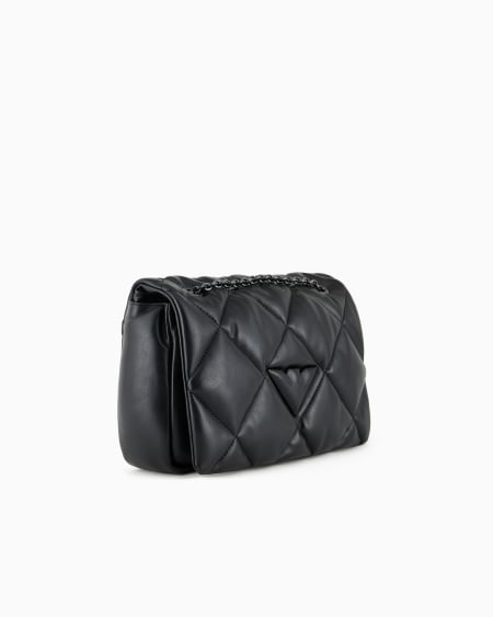 Armani Bolso bandolera con solapa efecto napa acolchada Liquidación