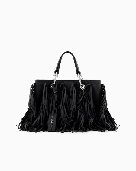 Armani Bolso shopper MyEA pequeño con flecos de material efecto ante Rebajas top