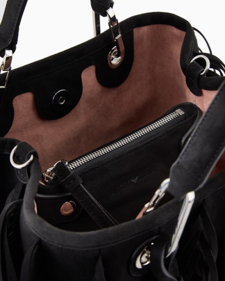 Armani Bolso shopper MyEA pequeño con flecos de material efecto ante Rebajas top