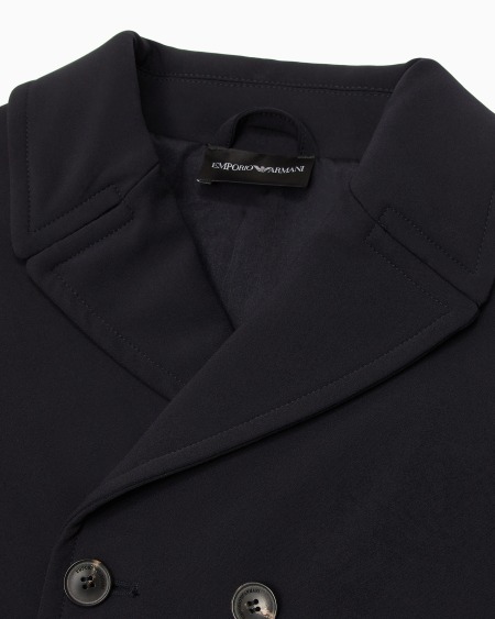 Armani Chaqueta de abotonadura doble en nailon de tacto suave Oferta especial de fábrica