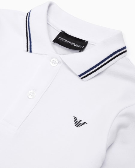 Armani Polo de manga larga de piqué elástico con bordes en el cuello Grandes descuentos