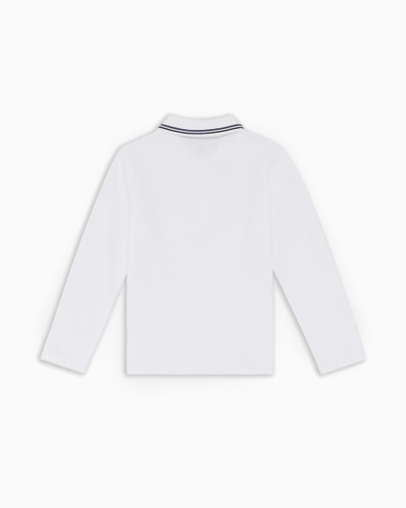 Armani Polo de manga larga de piqué elástico con bordes en el cuello Grandes descuentos