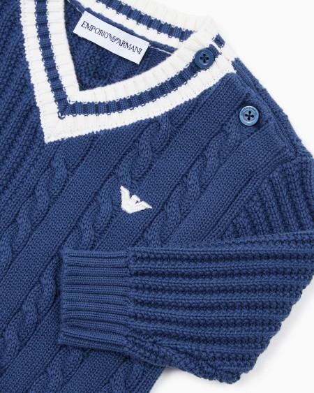 Armani Jersey de cuello de pico con elaboración doble Liquidación