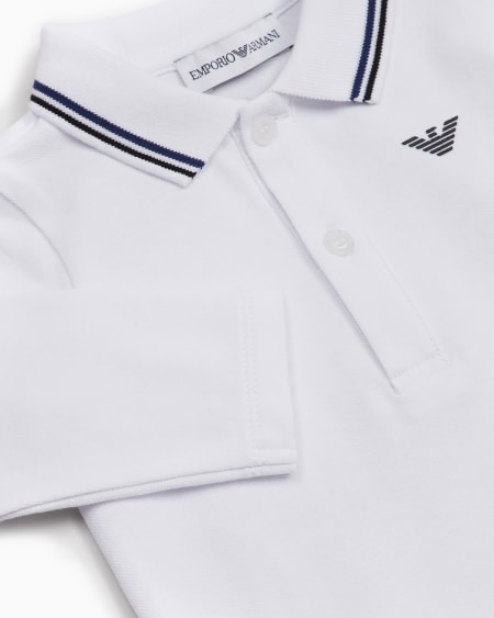 Armani Polo de manga larga de piqué elástico con bordes en el cuello En oferta
