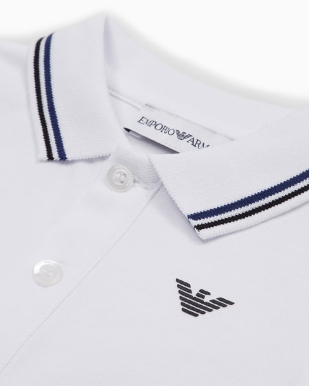 Armani Polo de manga larga de piqué elástico con bordes en el cuello En oferta