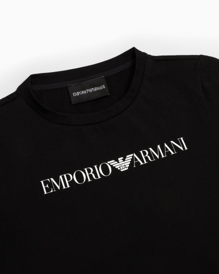 Armani Camiseta de punto de algodón pima con logotipo Libre de impuestos