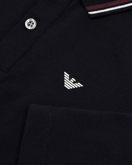 Armani Polo de manga larga de piqué elástico con bordes en el cuello Oferta exclusiva