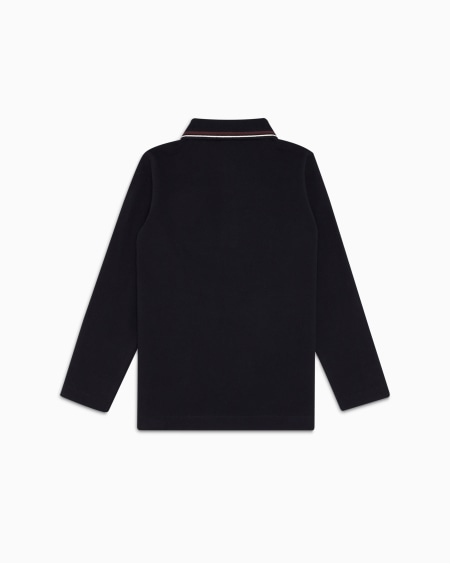 Armani Polo de manga larga de piqué elástico con bordes en el cuello Oferta exclusiva
