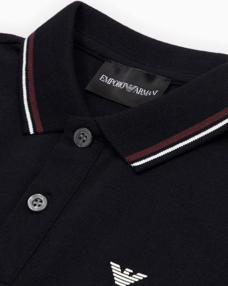 Armani Polo de manga larga de piqué elástico con bordes en el cuello Oferta exclusiva