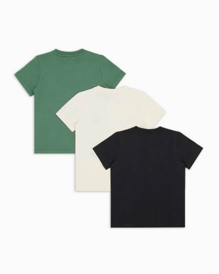 Armani Paquete de tres camisetas de punto con logotipo gráfico estampado Última moda