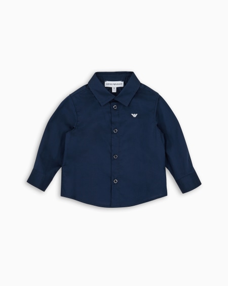 Armani Camisa de algodón elástico con bordado de águila Devoluciones gratuitas