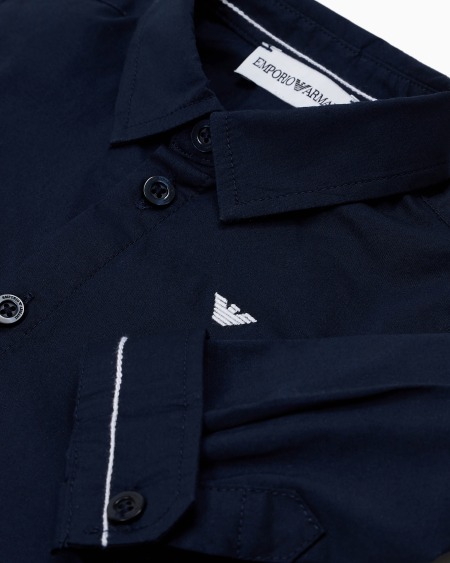 Armani Camisa de algodón elástico con bordado de águila Devoluciones gratuitas