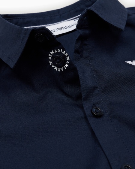 Armani Camisa de algodón elástico con bordado de águila Devoluciones gratuitas