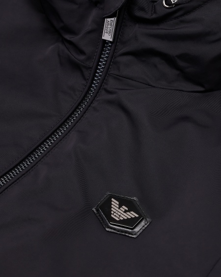 Armani Cazadora de nailon resistente al agua con capucha y parche de logotipo Outlet