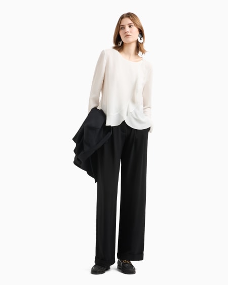 Armani Chaqueta camisera de crepé fluido con volantes Ofertas
