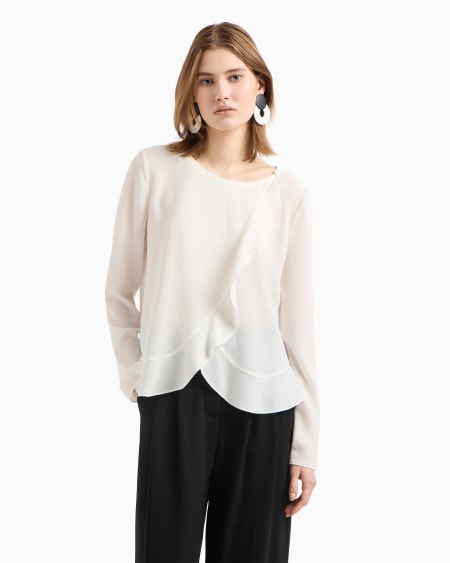 Armani Chaqueta camisera de crepé fluido con volantes Ofertas