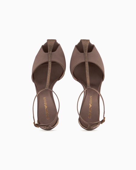 Armani Sandalia en T con tacón de raso y strass Gran oferta
