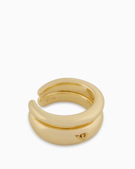 Armani Anillo con punto focal central de latón dorado Ventas relámpago