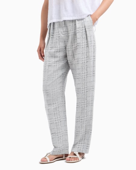 Armani Pantalones con pinzas en mezcla de lino con motivo a cuadros Icon Mejor oferta