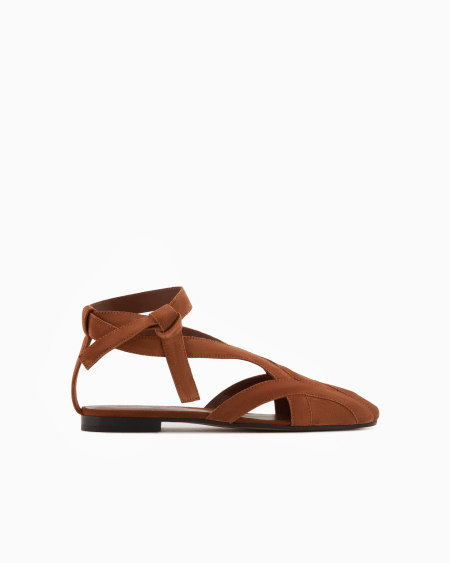 Armani Sandalia de ante con abertura y tira Icon