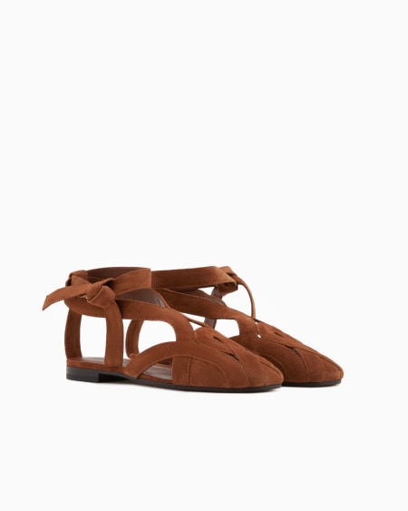 Armani Sandalia de ante con abertura y tira Icon ÚLTIMAS EDICIONES