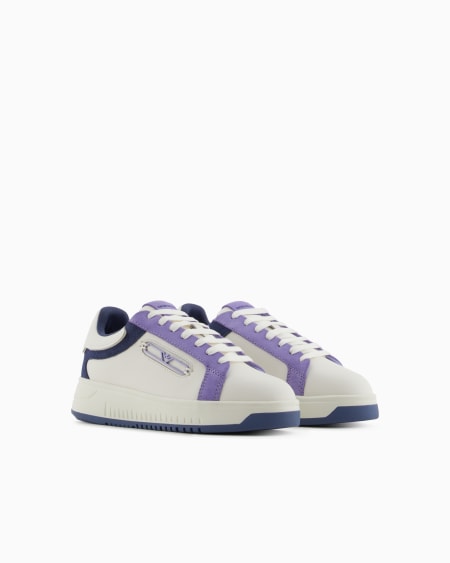 Armani Deportivas de piel con detalles de ante y placa de águila Precio de fábrica