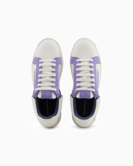 Armani Deportivas de piel con detalles de ante y placa de águila Precio de fábrica
