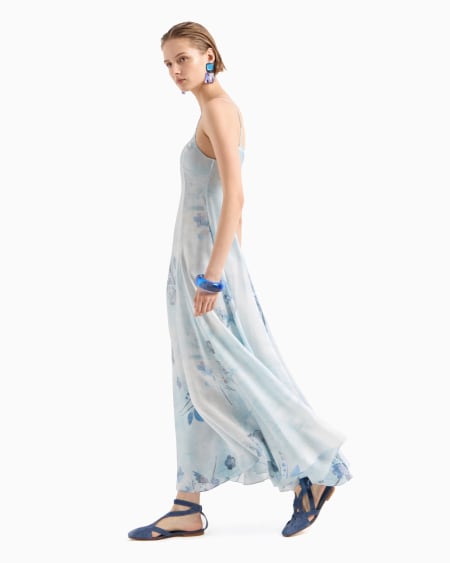 Armani Vestido largo de tejido trilobal con estampado floral batik Solo queda un día