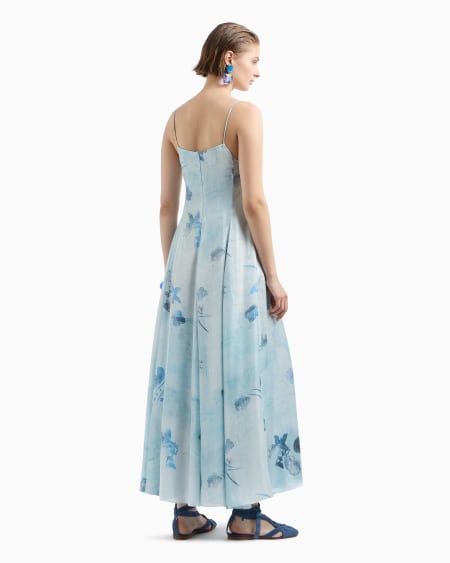Armani Vestido largo de tejido trilobal con estampado floral batik Solo queda un día