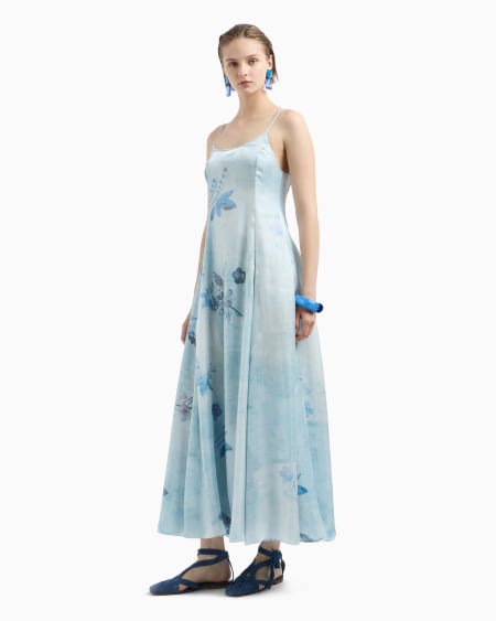 Armani Vestido largo de tejido trilobal con estampado floral batik Solo queda un día